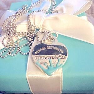 Authentic Large Return to Tiffany Splash Paint Heart with 34” bead necklace